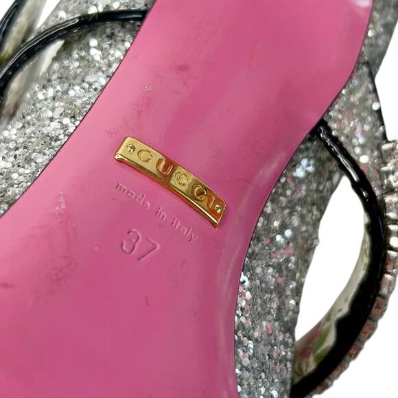 GUCCI Sylvie Silver Glitter Crystal Maryjane Pumps - Picture 8 of 11